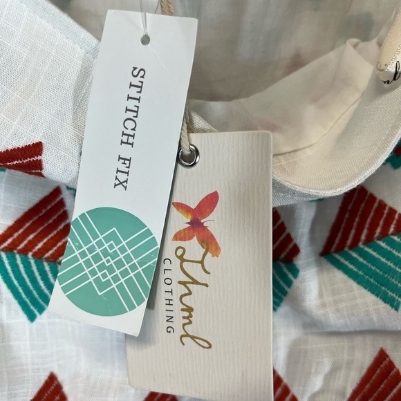 NWT THML Brea Embroidered Mini Skirt Stitch Fix Teal Green Linen Blend Size L - Picture 7 of 9